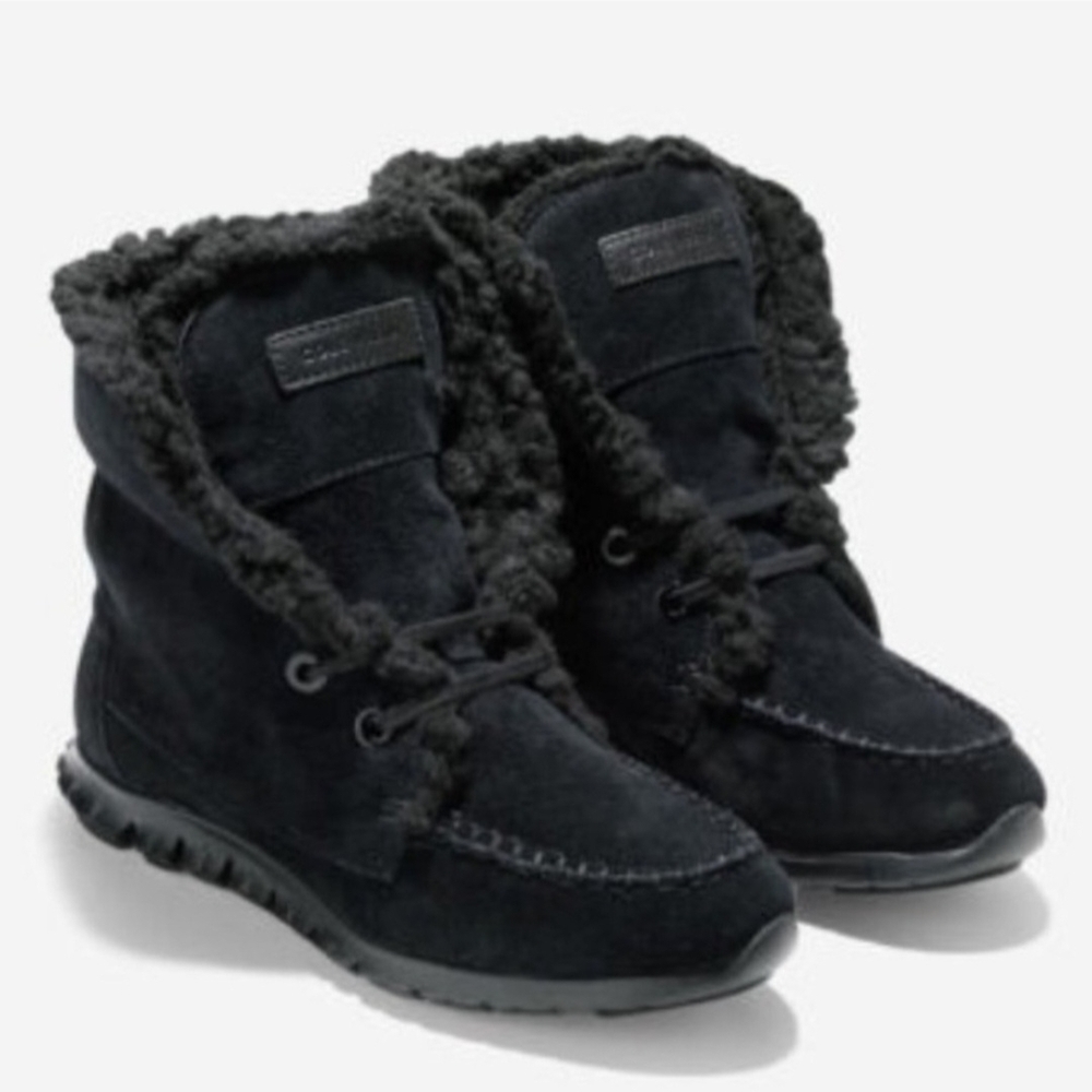 COLE HAAN, Black Ankle Winter Booties.